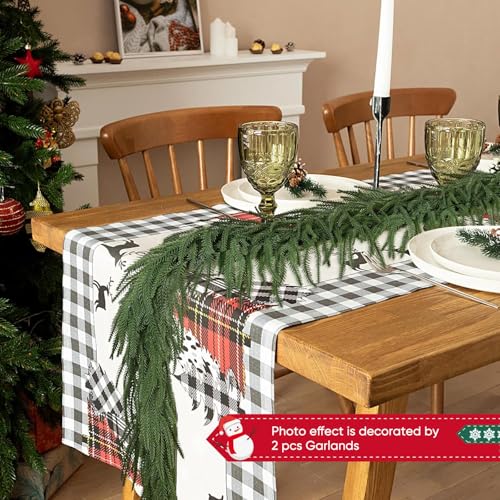 2PCS 9FT Christmas Norfolk Pine Garland, Real Touch Greenery Garland - image 6