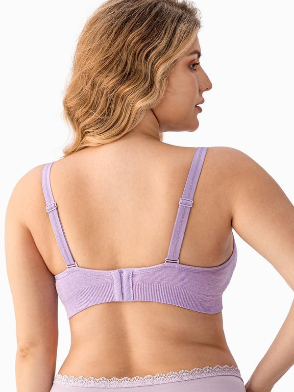 Image of Angelhood Womens Seamless Sleep Nursing Bra,Breastfeeding Maternity Bra with Remove Bra Pads Extenders Pack of 3