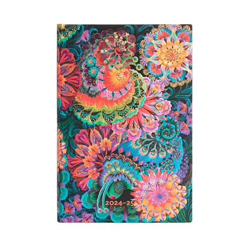 Paperblanks 13 Month Calendar 2025 Moonlight Mini Horizontal Elastic Band Closure, Colourful