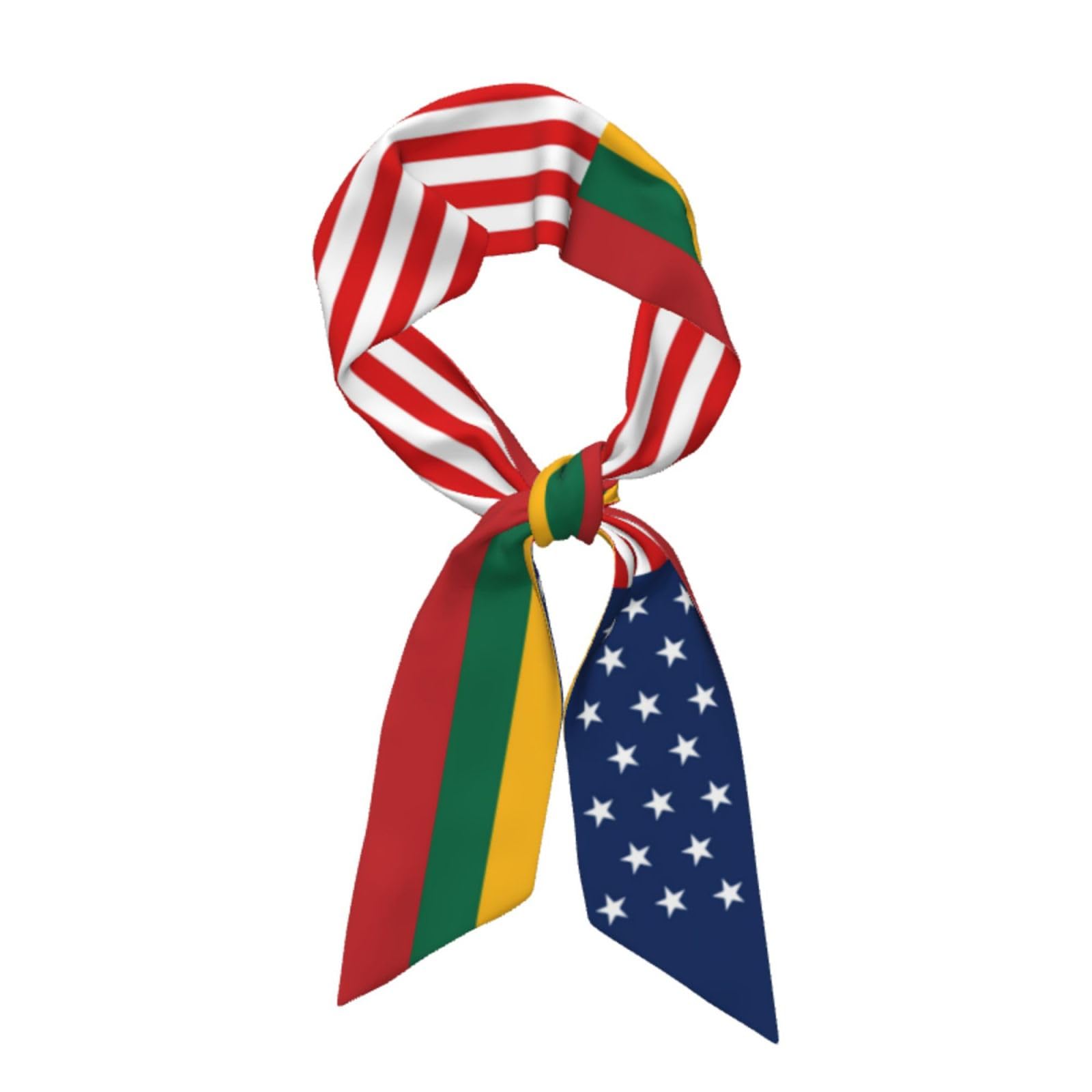 Women's Fashion Neck Scarf Lithuania Lithuanian America Flag Neckerchief Headscarf for Her Wife Satin Hair Wrap Double-sided Hairband Headband Belt for Handbag Purse Accessories Gift