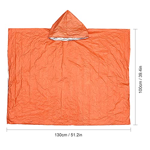 fantaxi 4 PCS Capa de chuva de emergência laranja, filme de alumínio, Poncho, capa de chuva com isol