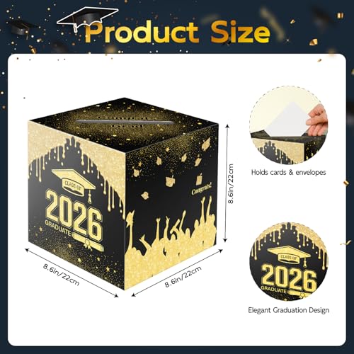Image of 2026 Graduation Card Box Holder, Envelope Receiving for Grad Congrat Decoration Box, Graduation Party Celebration Black