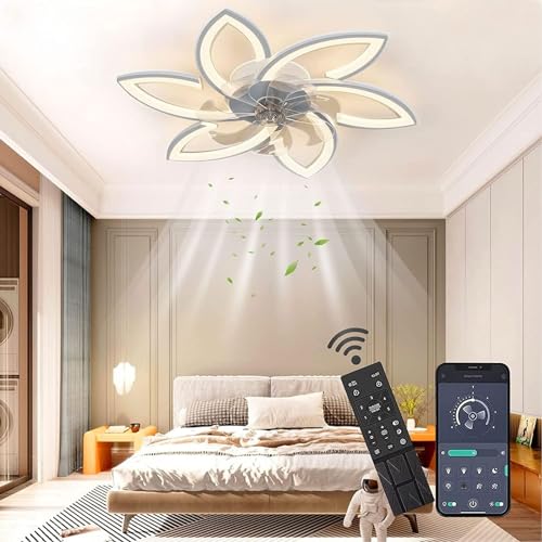 Ventilatore da Soffitto LED 66W con Illuminazione Dimmerabile, Weiß, 6 Köpfe 78x15cm