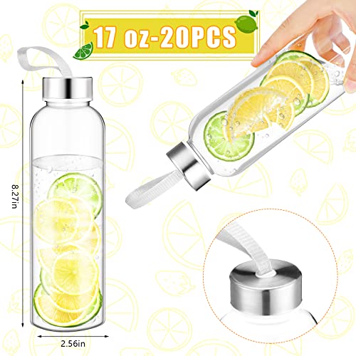 Zubebe 40 Pcs Reusable Water Bottles Bulk Clear Bottles with Stainless Steel Leak Proof Lids Acrylic Bottles with Nylon Carrying Strap Shaker Bottles for Water, Milk, Smoothie, Juice Beverage - Image 3