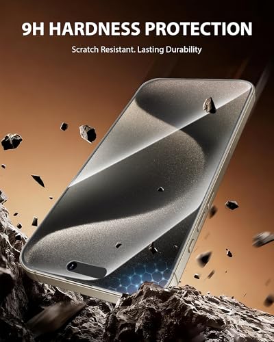 Image of PDDKISS 2 Pack Screen Protector for iPhone 15 Pro Max (2023) 6.7 inch Shatterproof Tempered Glass Edge Coverage