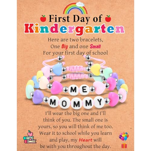 Image of Mommy and Me Matching Bracelets Set, First Day of School Kindergarten Preschool First Grade Gifts, Back to School Gifts for Daughter Girls