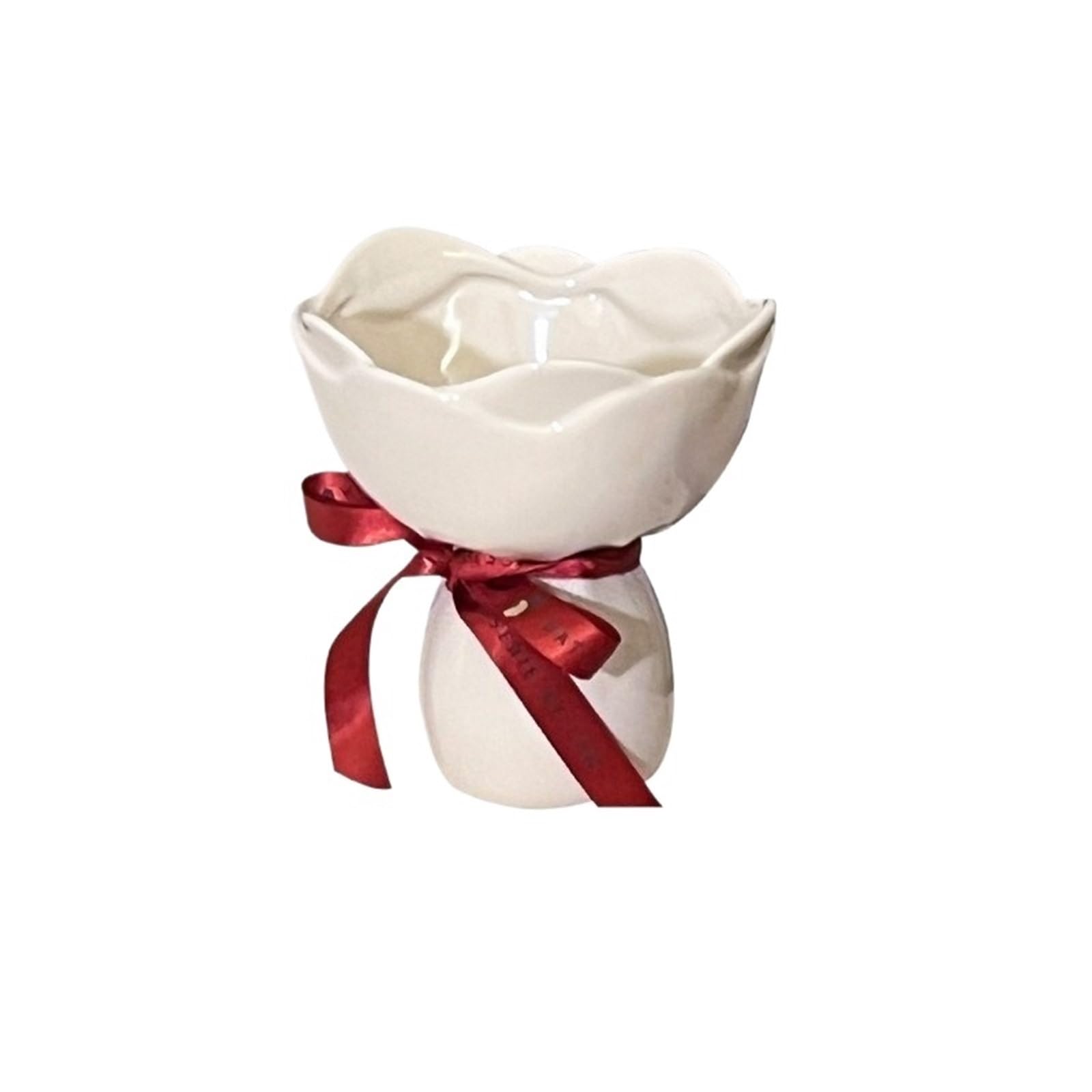 Ceramic Vase Rose Flower Shaped Desk Decorati Flowers Bouquet For Home Girding Decorative Floral Vases Room Aesthetic Decor(White)