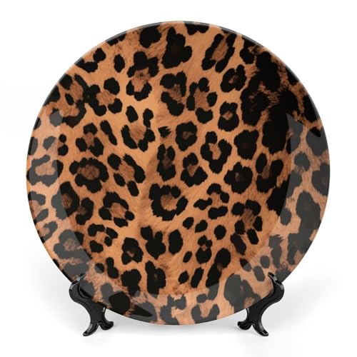 Plato decorativo estilo chino patrón leopardo 6 pulg miniatura 1