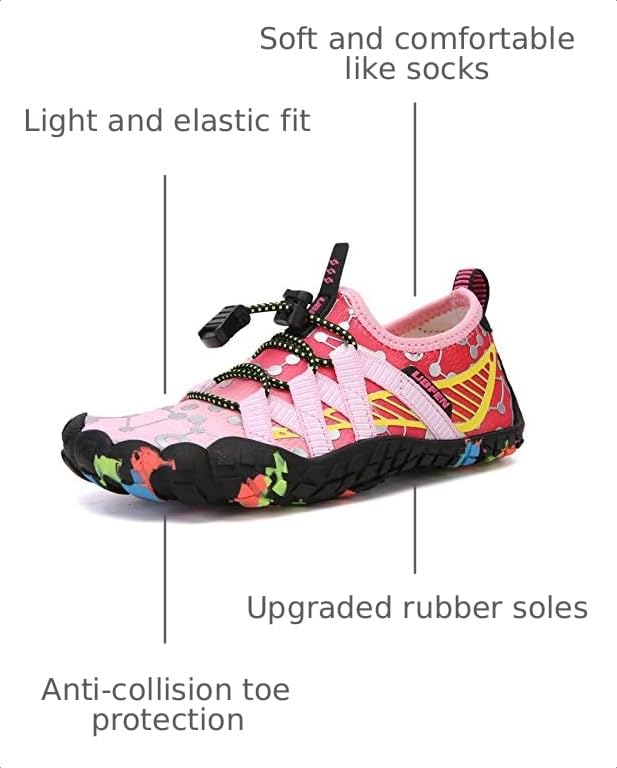Image of UBFEN Kids Water Shoes for Boys Girls Quick-Dry Swim Aqua Socks | Lightweight, Barefoot-style, Perfect for Water parks, Beach, Pool, Kayak, Creek Hiking, Camping, Toddler, Little Kid, Big Kid