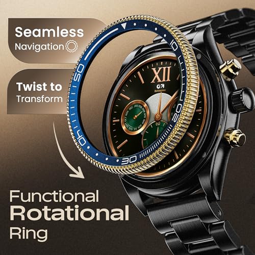 Image of GOBOULT Saber Smart Watch 1.43'' AMOLED Display, Functional Rotating Bezel, AOD, BT Calling, 200+Watchfaces, 700 Nits Brightness, AI Voice Assistant, SpO2 Monitoring, 120+ Sports Mode (Metal Black)