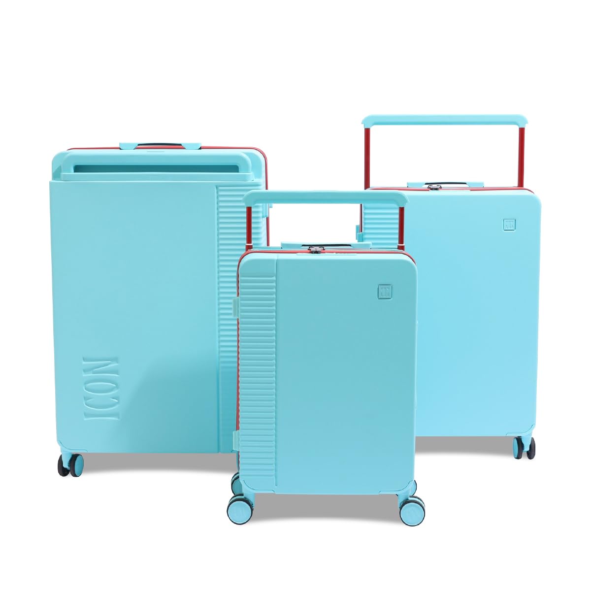 ICON - Signature Polycarbonate (PC) Hard-Sided Suitcase Set of 3, 20, 24 & 28 Inches | Ultra Lightweight & Durable | 8 Spinner Wheels | TSA Lock | Organized Interior | Turquoise Blue | Set of 3