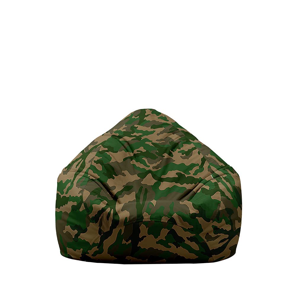Housse De Pouf Poire Treer Sans Garnissage – Impression Camouflage Vert Militaire – 80x90 Cm