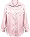 Women's Stretch Satin Silk Button Down Dressy Business Casual Long Sleeve Silk Blouses Work Office Shirts Tops (Pink,Small)