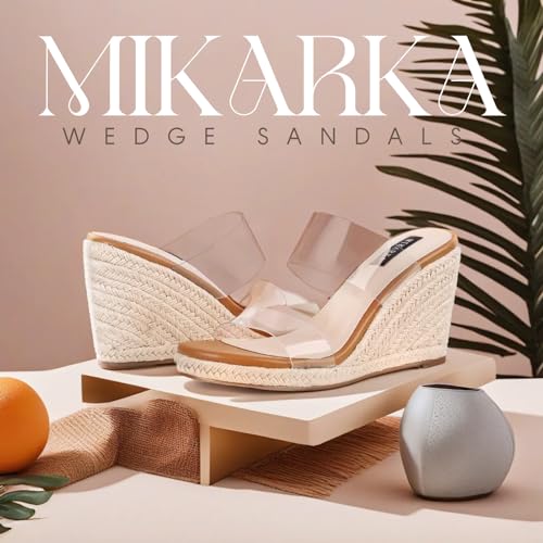 Image of mikarka Slip On Wedge Sandals for Women Open Toe Espadrilles Platform Slides Dressy High Heel Beach Summer Sandal Comfortable Wedges Shoe Mules