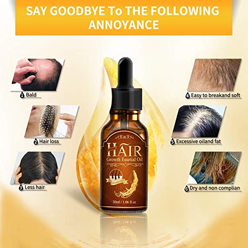 Bestidy Hair Growth Essential Oil Fleeceflower Root Ginger Extract Hair Care Serum Stops Hair Loss Promotes Hair Regrowth Topical Treatment for Thinning Hair for Women & Men
