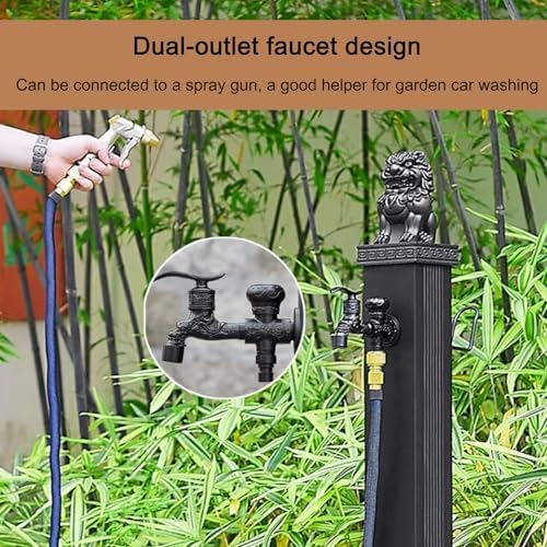 ZR98US Outdoor Water Faucet, Antifreeze Garden Hydrant Water Dispenser Fountain, Freestanding Hose Stand with Faucet for Irrigation and Watering
