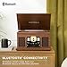 Victrola The Quincy 6-in-1 Bluetooth Record Player & Multimedia Center with Built-in Speakers – 3-Speed Turntable, CD & Cassette Player, AM/FM Radio, Wireless Music Streaming (Walnut)