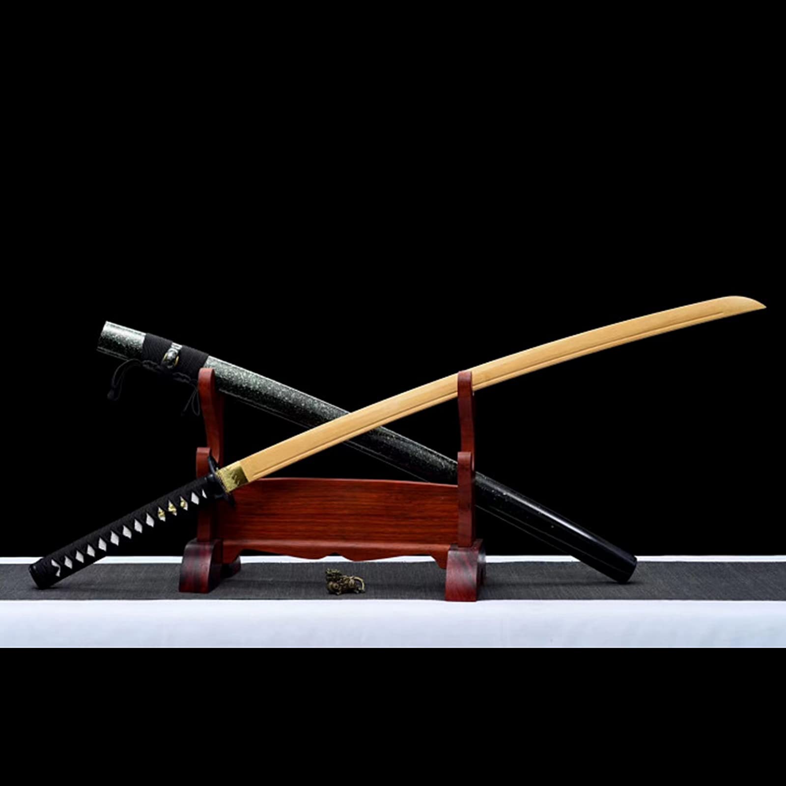 Bokken Fait à la Main de 103 cm,épée de samouraï Japonais,Fourreau de Peinture en aérosol en Bois Massif,Lame en Bambou Naturel,Katana en Bois pour Kendo,Iaido,Affichage,Cosplay,Cadeaux
