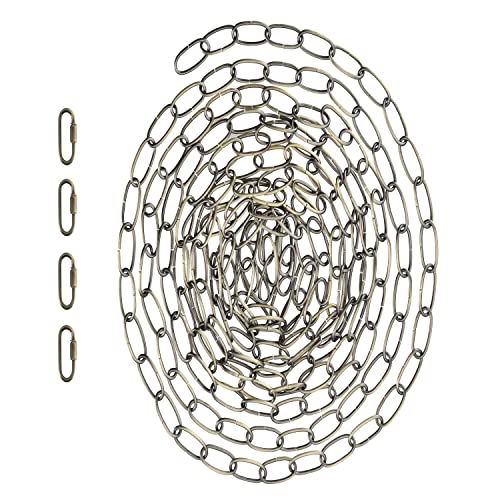 Image of Aspen Creative 21107-51,Steel 20 Feet Heavy Duty Chain & Quick Link Connector for Hanging Up Maximum Weight 40 Pounds-Lighting Fixture /Swag Light /Plant in Antique Brass.11 Gauge.