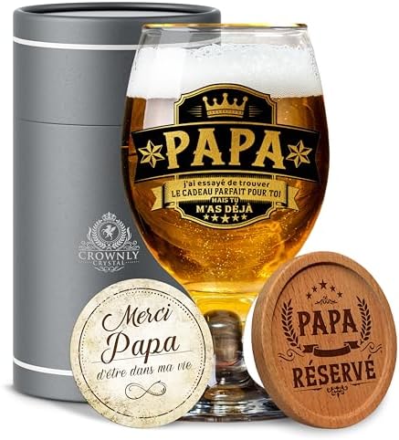 Verre à Bière Personnalisé Cadeau Papa Drôle Original Anniversair...