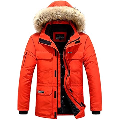 Nightborne Mens Winter Outdoor Ski Jacket Warm Windproof Coats with Hood (Orange,L) Cover