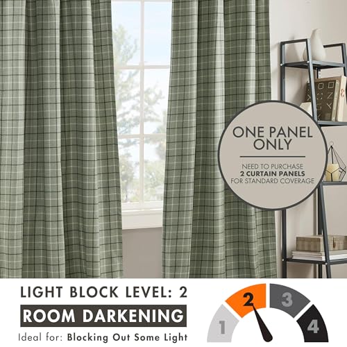 Image of Madison Park Anaheim Cabin Plaid Curtain Window, Thermal Insulated Fleece Lining, Living Room Decor Room Darkening Drape for Bedroom,50 inch Wx95 L, Rod Pocket&Back Tab,Green (Pack of 4)