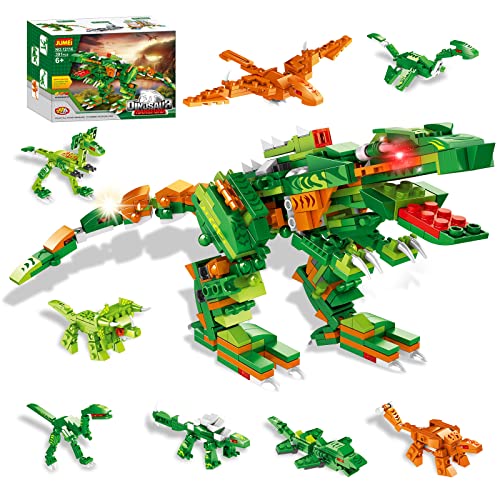 JUMEI Dinosaur Building Blocks,8-in-1 Dinosaur Building Toys,391 PCS Dinotrux Building Sets for Kids,Dinosaur Building Kit,Dinosaurs Toys for Boys Ages 8-12 Year Old