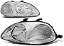 [Halogen Model] Factory Style Headlights Assembly Compatible with Honda Civic 96-98, Driver and Passenger Side, Chrome Housing Clear Corner