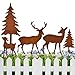 Zuxbolf 5 Stück Gartenstecker Weihnachtsdeko Roststecker Gartenstecker Deko Rehe und Hirsche mit Tannen Weihnachten Gartendeko Outdoor Baumstecker Weihnachten Deko zum Basteln Rost Deko für Draußen