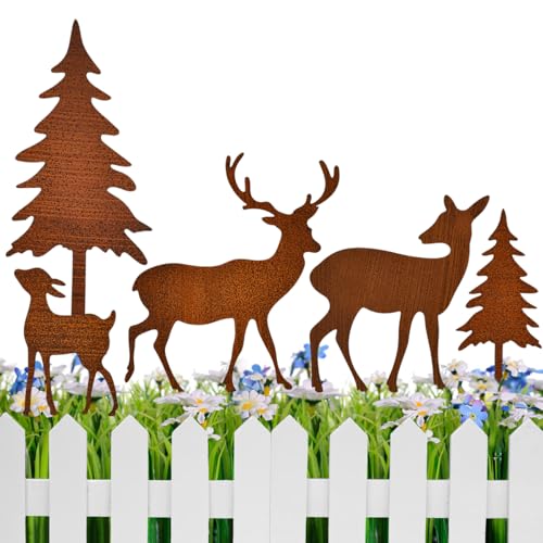 Zuxbolf 5 Stück Gartenstecker Weihnachtsdeko Roststecker...