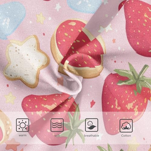 Wusikd Strawberries Stars Girls' Underwear Cotton Cookies Girls Briefs Soft Toddler Underwear 2T3