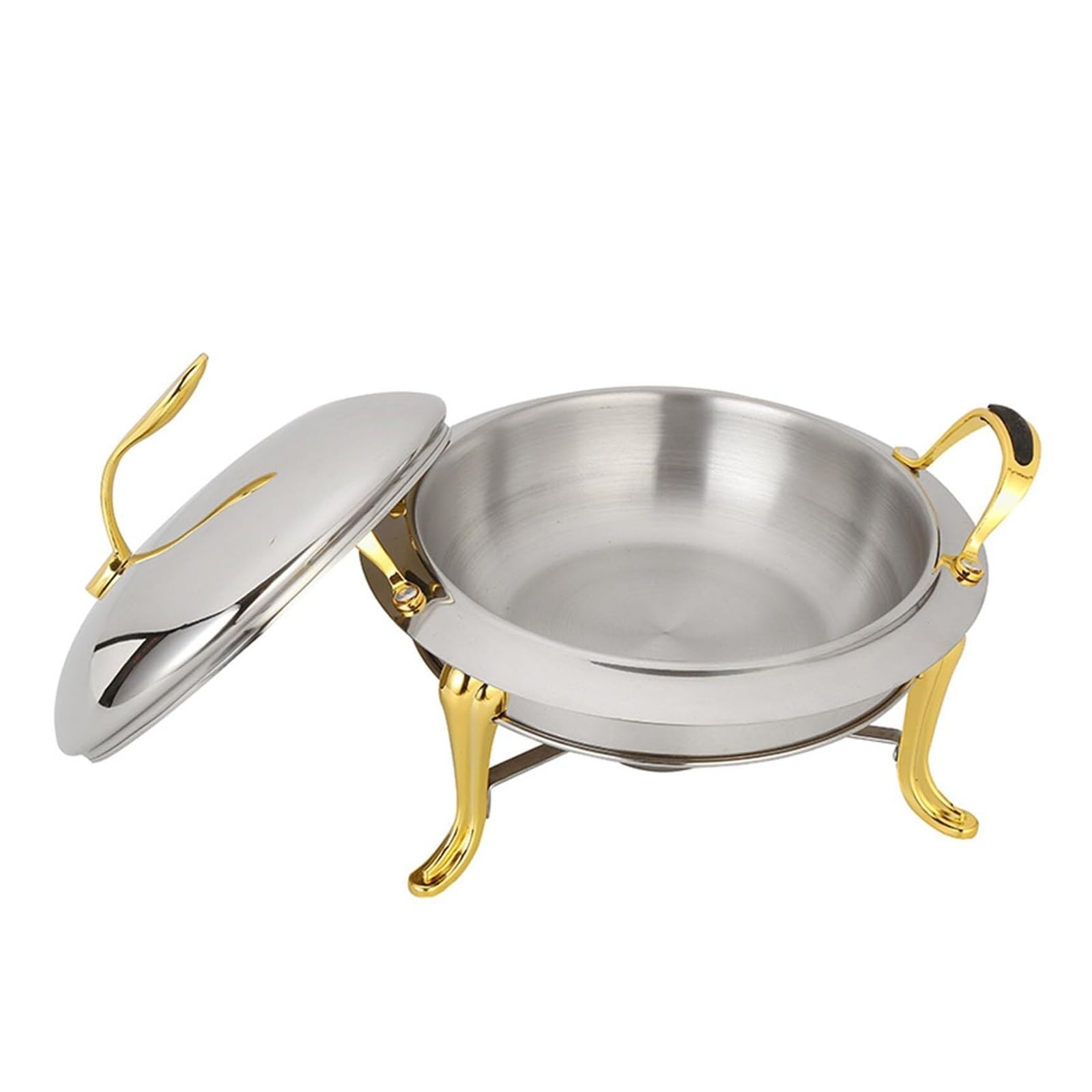 Set scaldacontenitori e scalda Buffet Cucina a Buffet | Scaldavivande rotondo in acciaio inossidabile con coperchio, set da buffet rotondo for scaldavivande(Silver,22cm)