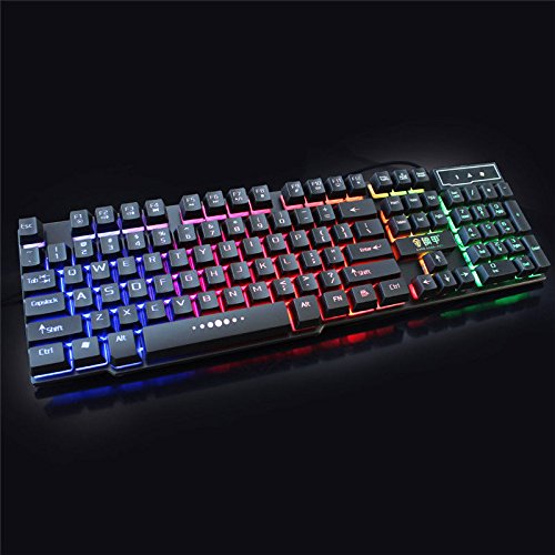 Tastiera meccanica retroilluminata superiore cablata USB illuminata ergonomica PC Gaming + tastiera mouse + mouse nero tastiera + mouse nero