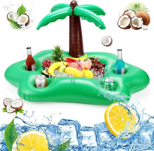 Aufblasbarer Getränkehalter 2 in1 Schwimmende Tablett 4 Löcher Große Kapazität Floating Coasters Getränkehalter Pool Aufblasbar Poolbar Aufblasbar Pool Getränkehalter Schwimmender (Dunkelblau)