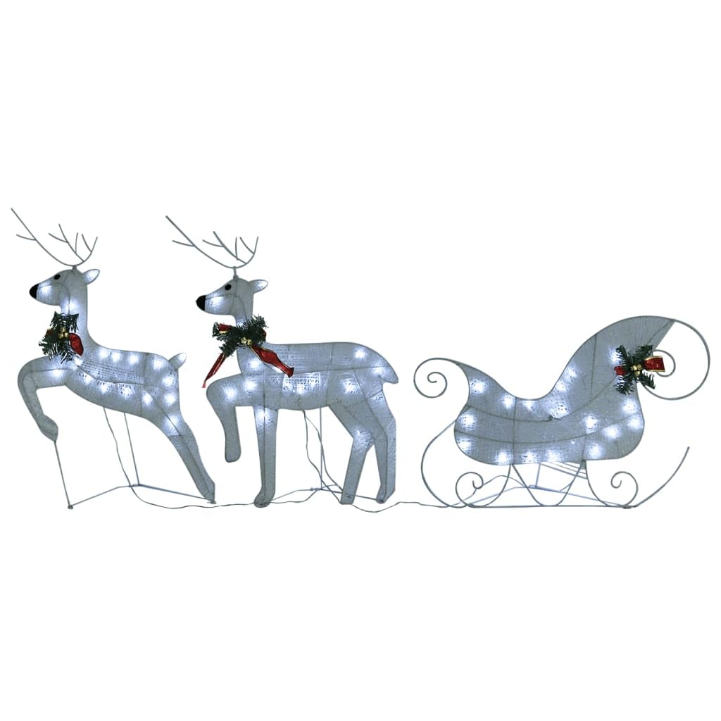 led-lichterketten,lichterkette draht batterie,batterie lichterkette,Rentier mit Schlitten Weihnachtsdekoration 140LEDs Outdoor WeißGeeignet für Patio, Schlafzimmer, Wohnzimmer, Weihnachten