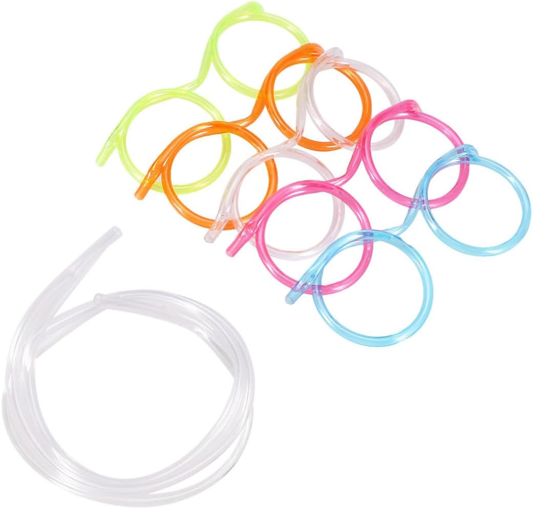 10pcs Fun Party Drinking Straw Eyeglasses DIY Tube