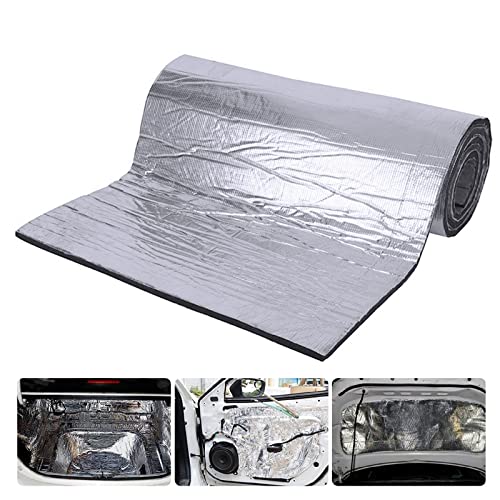 Souarts Tapis d’Isolation Acoustique pour Voitures, Tapis Amortisseur d'Isolation Phonique Thermique Sonore Tapis de Voiture Isolant Autocollant Imperméable pour Le Moteur Toit Fenêtre