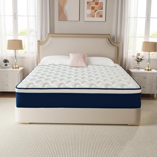Queen Size 12 Inch Mattress in a Box - Gel Memory Foam & Pocket Springs, Medium Firm for Back Support, Fiberglass-Free, CertiPUR-US Certified, 60x80 Inches, 120-Night Trial