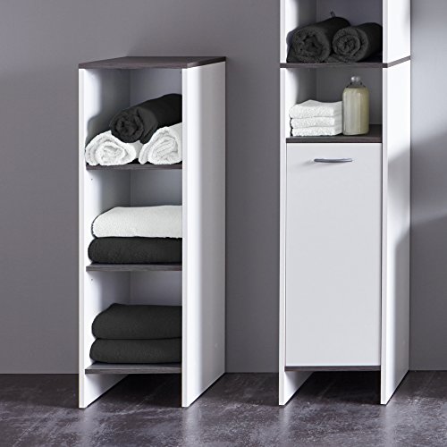 Furnline Bathroom Shelf Standing Shelving With Plenty Of Storage Space, San Diego, White Smoke Removal Silver, 32 x 103 x 28 cm Furnline Bathroom Shelf Standing Shelving With Plenty Of Storage Space, San Diego, White Smoke Removal Silver, 32 x 103 x 28 cm