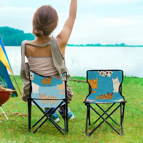 Silla de campamento plegable ultraligera Amooorous Azul con diseño de leopardo miniatura 2