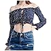 Produktbild Aploa Mädchen Streetwear Damen Oberteile Damen Elegant Retro Vintage Rückenfrei T-Shirts Damen Sexy Bluse Elegant Polka Dot Hemdbluse Für Streetwear Party Crop Top(Marine.M)