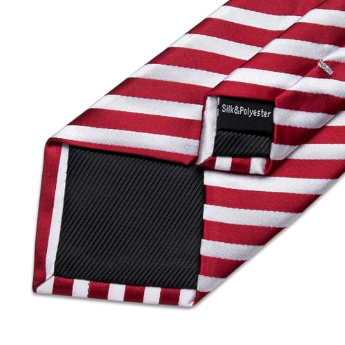 Image of DiBanGu Mens Tie Silk Plaid Striped Necktie and Pocket Square Cufflinks Tie Clip Set with Gift Box Formal Wedding Party
