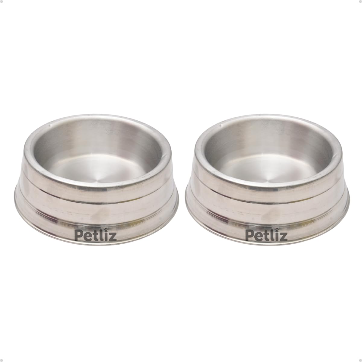 Kit 2 Comedouro Pesado Polido de Alumínio Resistente Antiderrapante para Cachorro Pequeno