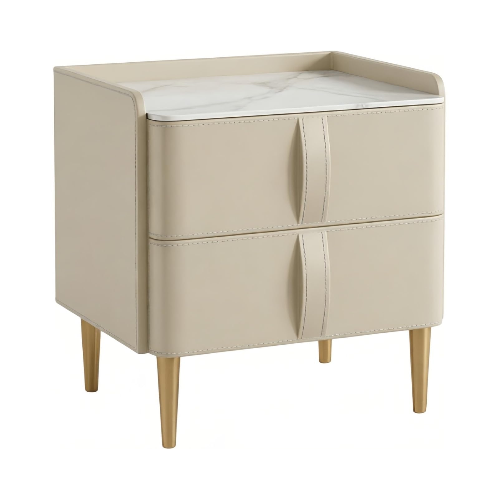 guiling-1986 Bedside Table Dual Drawer Nightstand with Tapered Legs for Bedside UseBedroom Storage Nightstand(White,Large)