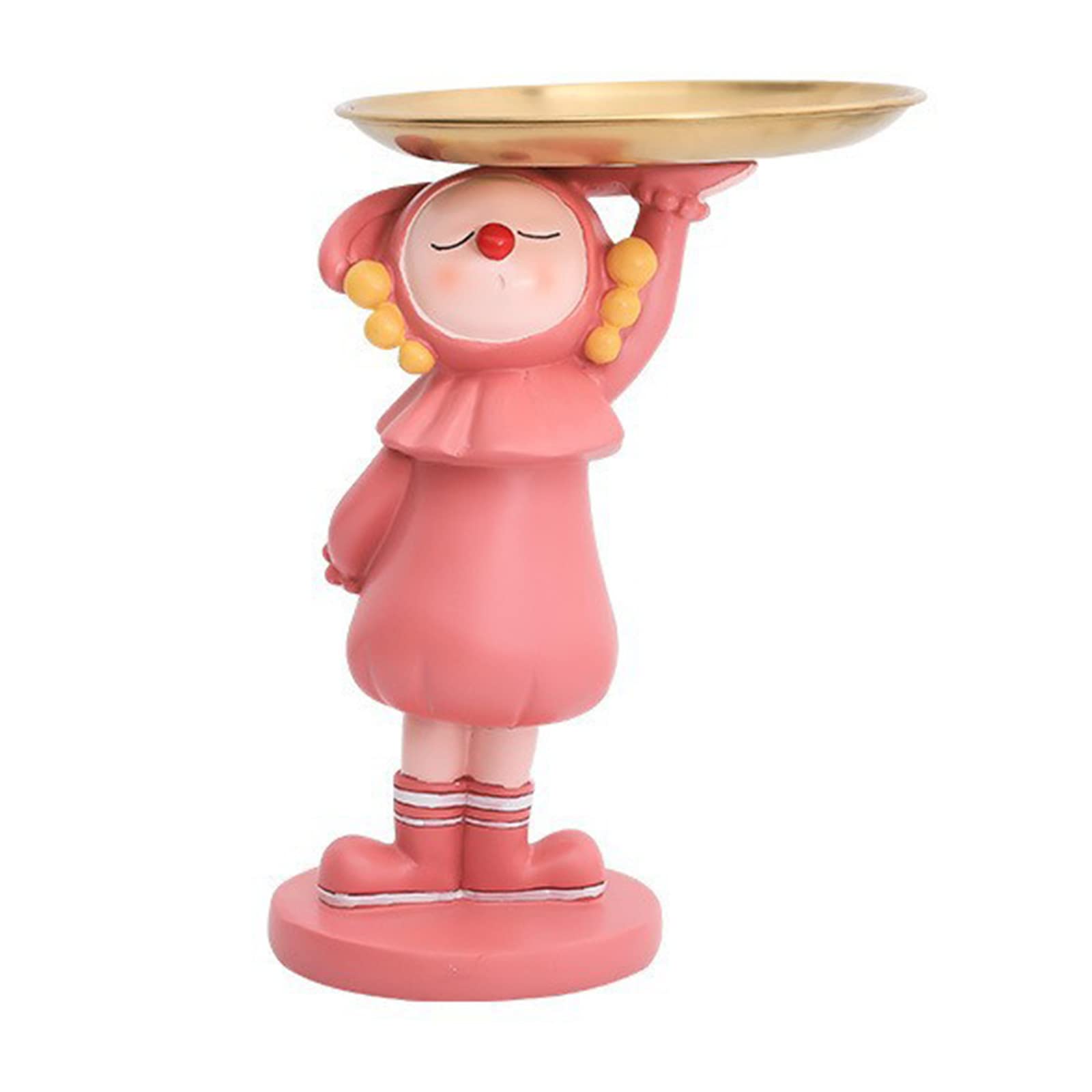 Hsioluted Girl Statue Figurine with Storage Tray Resin Ornaments Decorative Statue Home Art Sculpture for Tables Desktop Cute Girl Figurine for Desk Home Decor