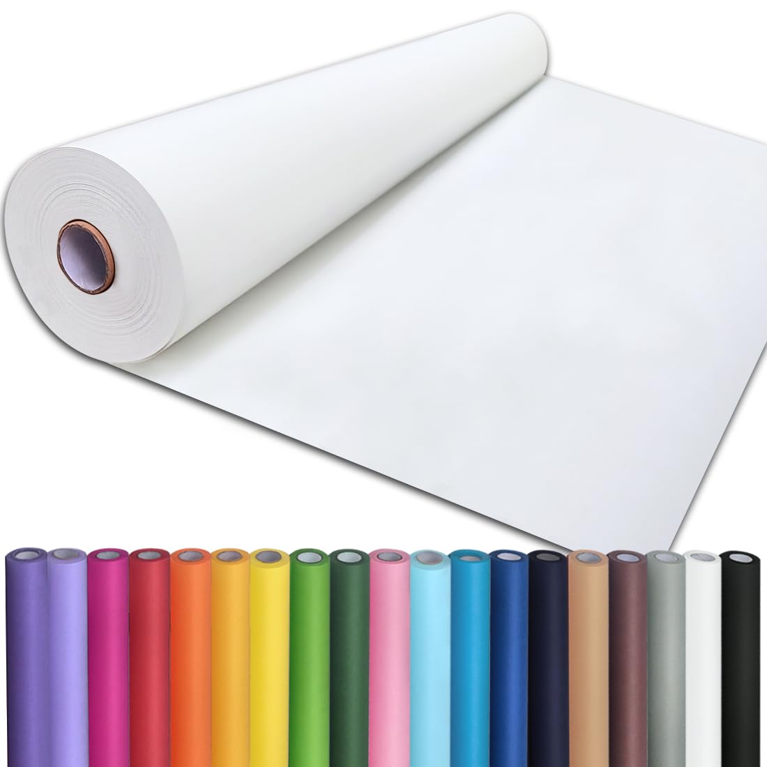 PerkHomy 24" x 2,400" (200') White Kraft Paper Roll for Craft Bulletin Board Paper Art Table Covering Crafting Gift Wrapping Bouquet Packing Parcel 80GSM 55LB (White, 24" x 200')