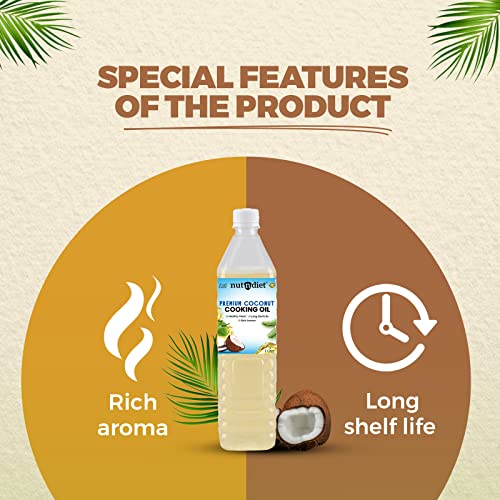 Image of nutndiet Premium Edible Coconut Oil For Cooking, PET Bottle 3 Litre (1L X 3)