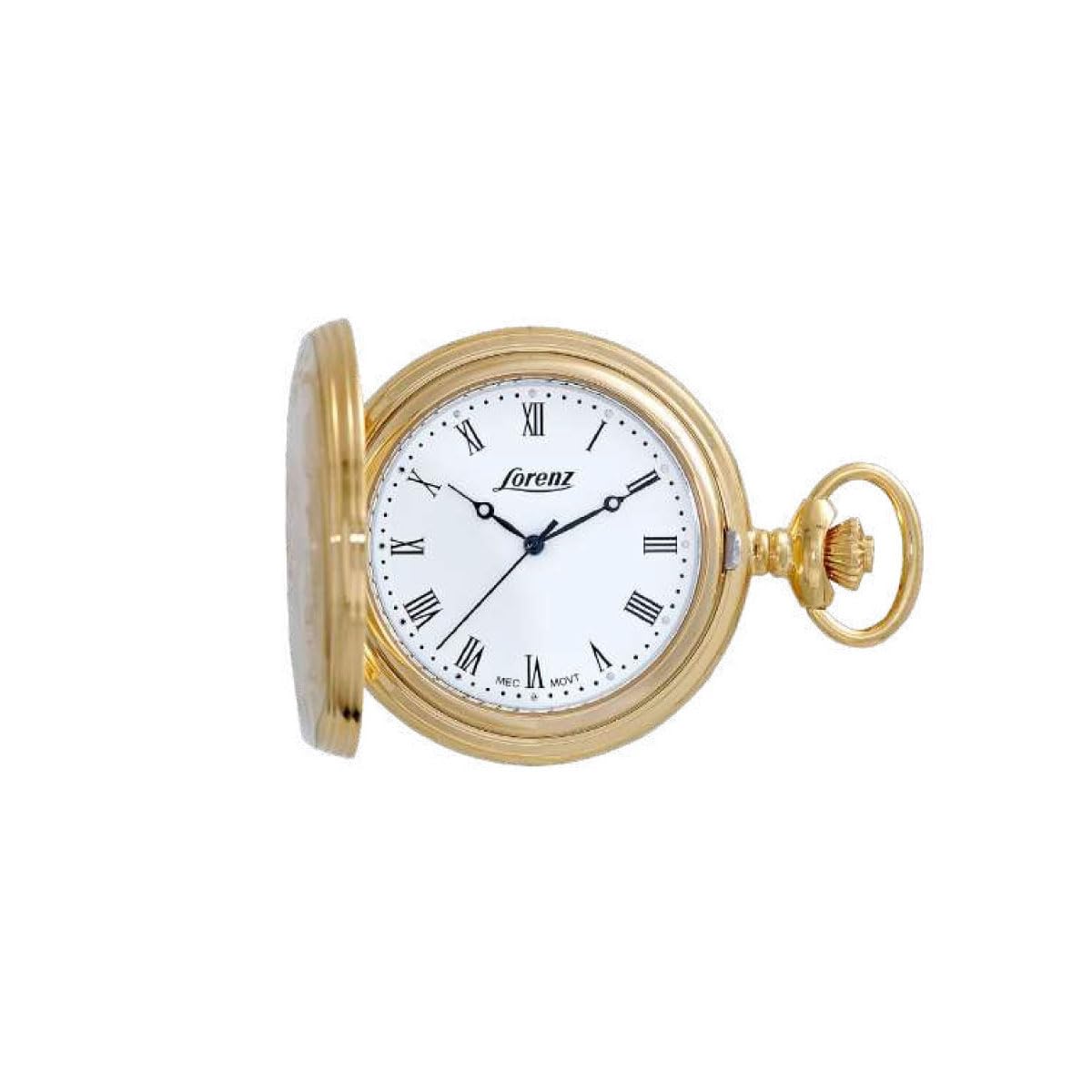 Lorenz Cervo 030223BB - Orologio da taschino a carica manuale in acciaio inossidabile - Quadrante con numeri romani - Inclusa nella confezione stand per appoggio e catena in acciaio