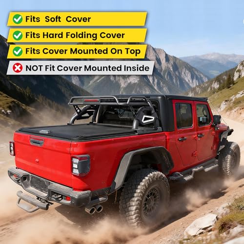 Image of MONOKING Roll Bar with Cargo Basket & Brake Light for Mid-Size Truck, Adjustable 54 inch-59 inch Chase Rack Sport Bar for Gladiator JT, Tacoma, Frontier, Canyon, Colorado, Ranger