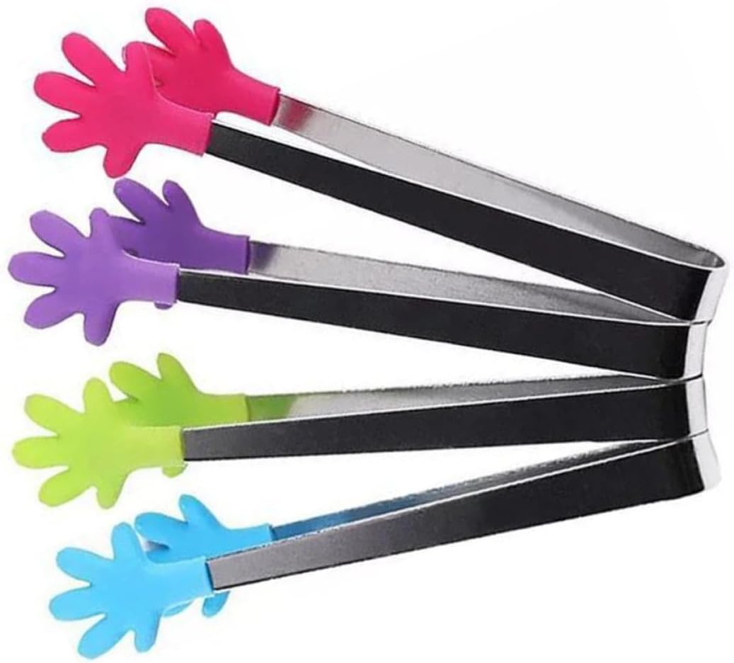 4pcs Multi Function Ice Tongs Stainless Steel Silicone Grip Serving
